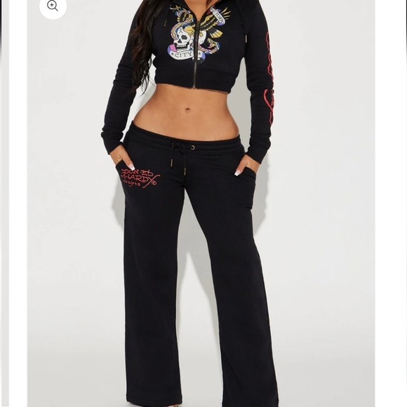 Jackets & Blazers - New Ed Hardy New York City Black Velour Girls Set 2 pieces Size Small